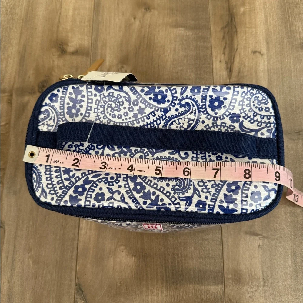 NEW Tommy Hilfiger Cosmetics Travel Bag Case Make Up Blue White Printed Wipeable